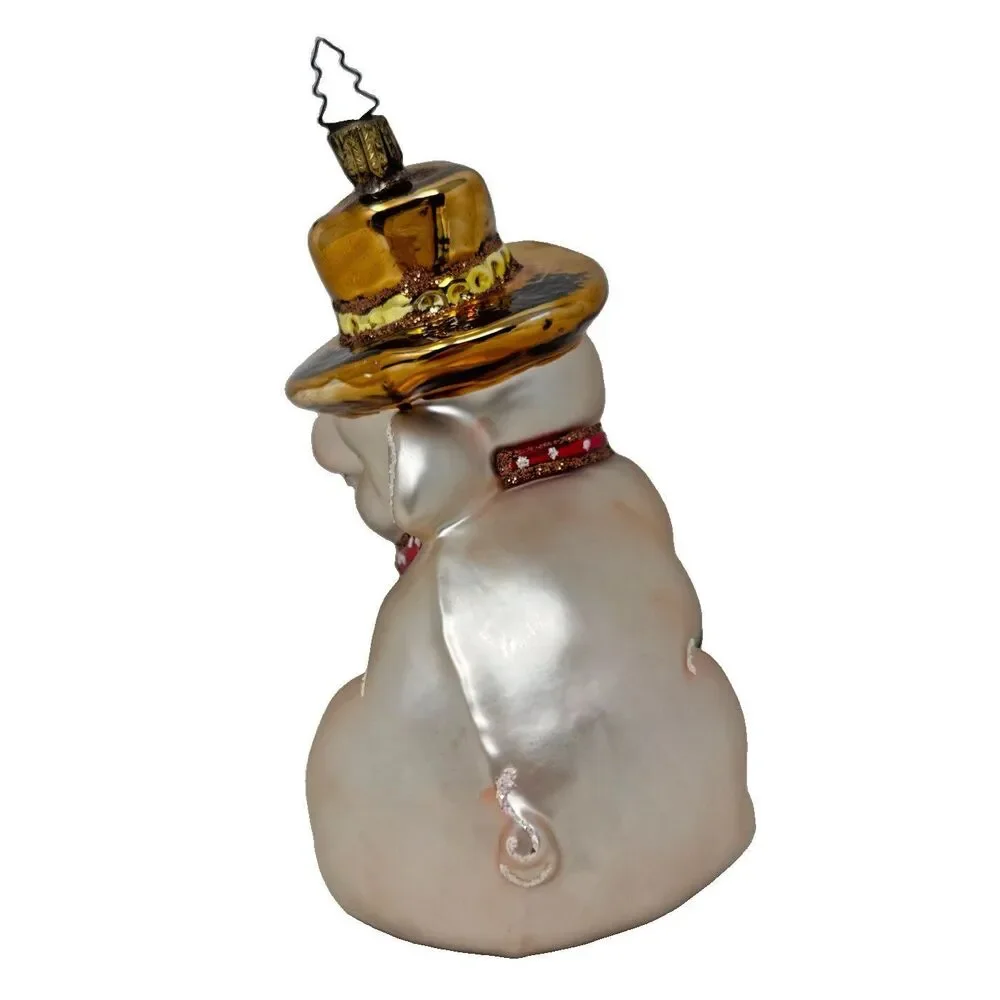 VTG Whitehurst Imports Glass Cowboy Pig German Christmas Ornament Tannenbaum Cap